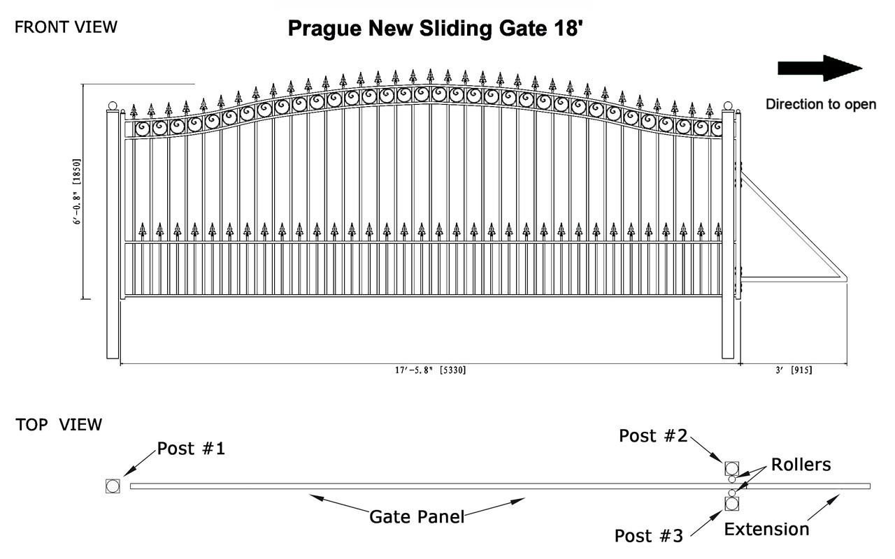 ALEKO DG18PRASSL-AP Steel Sliding Driveway Gate - PRAGUE Style - 18 x 6 Feet